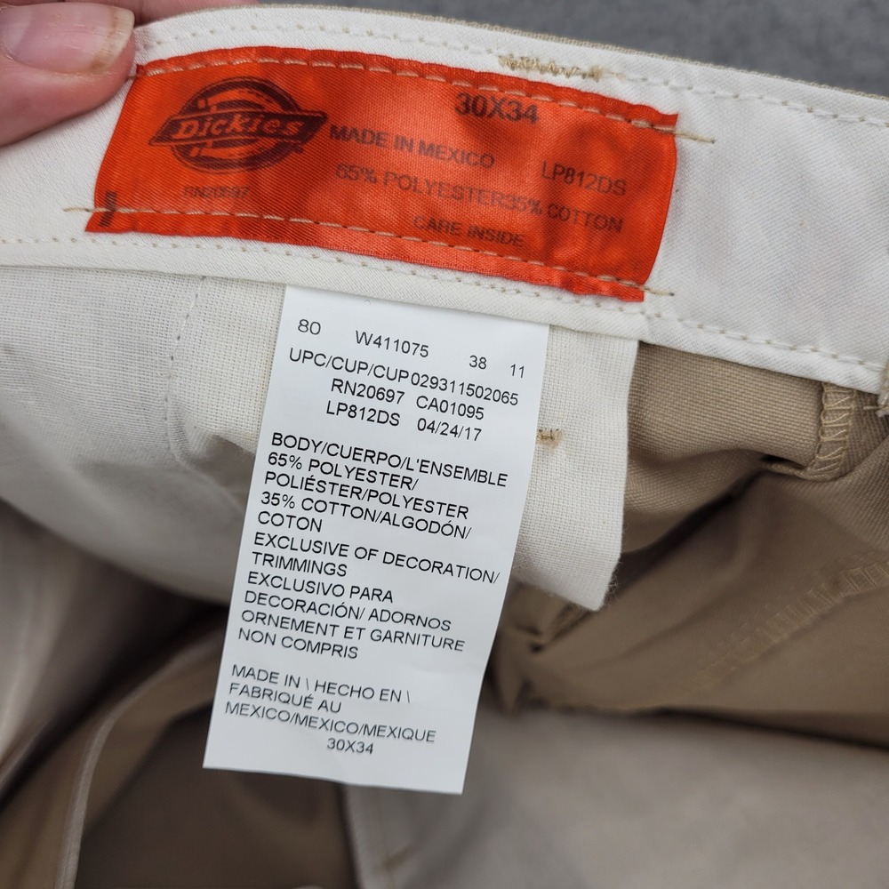 Dickies Mens 30x34 LP812DS Industrial Work Pants Khaki Regular Fit - Picture 4 of 4